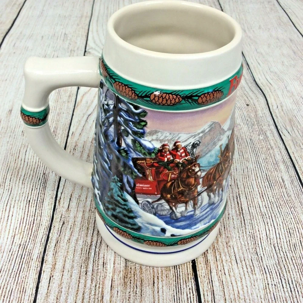 1993 Budweiser Holiday Stein Beer Mug Special Delivery Vintage Horses